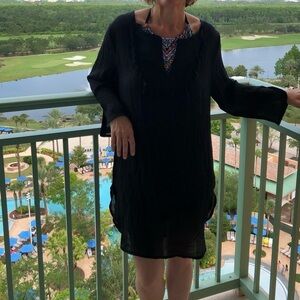 Merona Black Beach Cover Up - Fringe Accent Lightweight